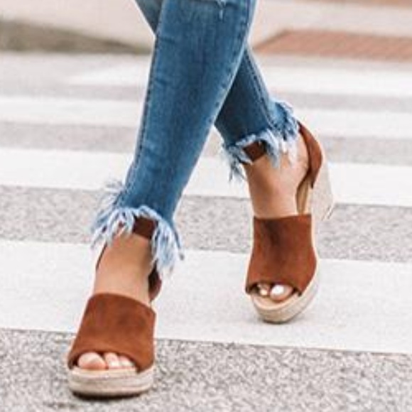 The Joy Faux Suede ankle buckle Wedge in H… - Picture 1 of 4